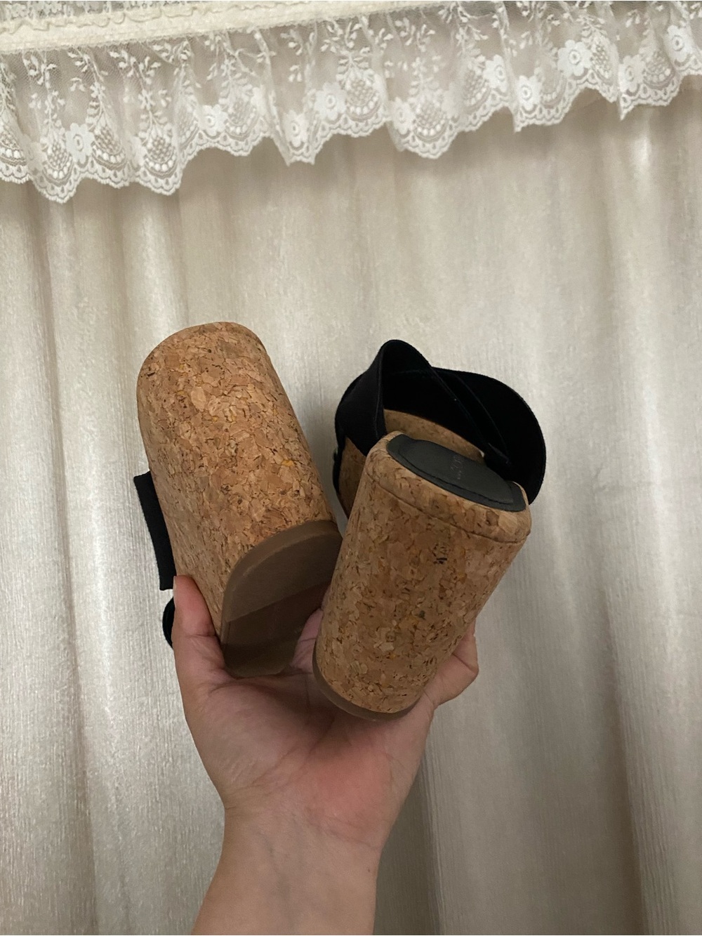 Black Cork Wedge Sandal with Stud Detail - Women's size 11 - Picture 5 of 5